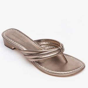 anthropologie bernardo demi wedge miami sandal in antique gold